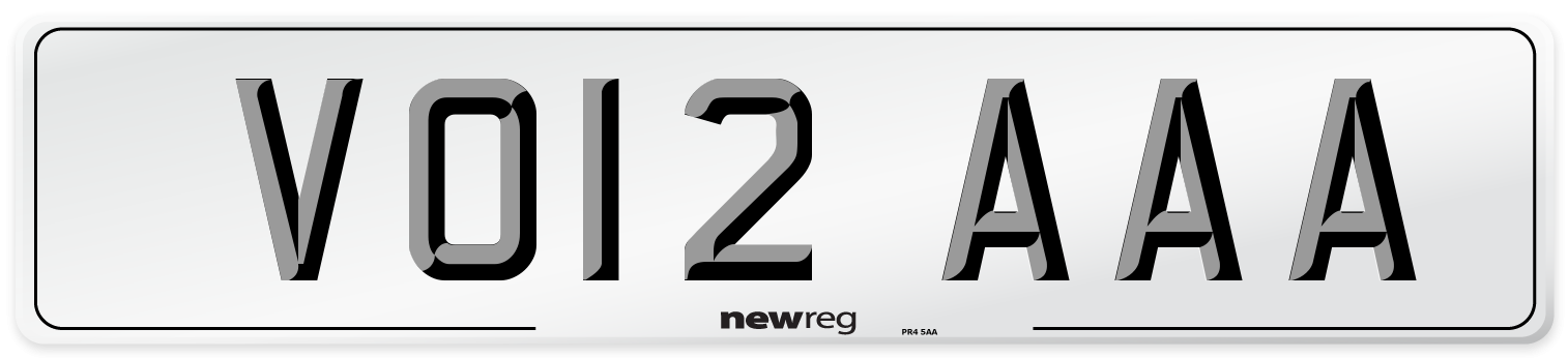 VO12 AAA Number Plate from New Reg